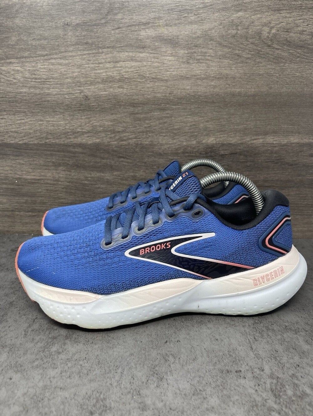 Brooks Glycerin 21 Blue Icy Pink Rose Size 8.5 Womens Running Shoes Sneakers